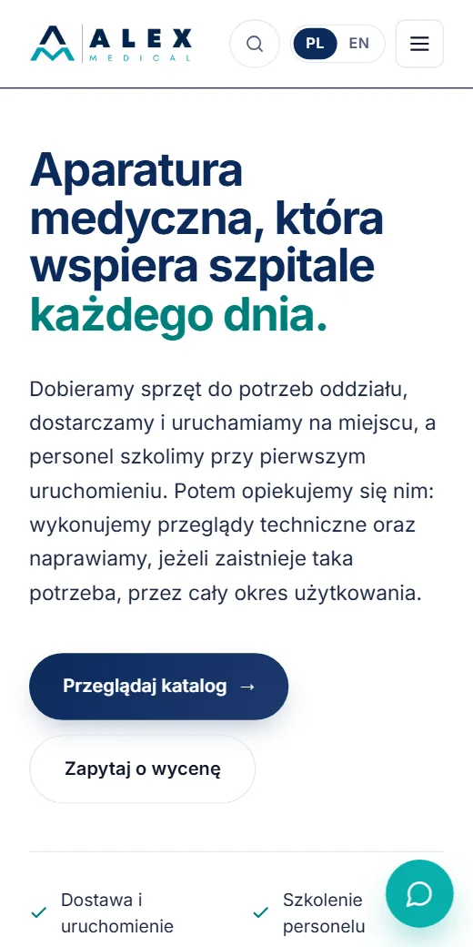 Strona Alex Medical na telefonie