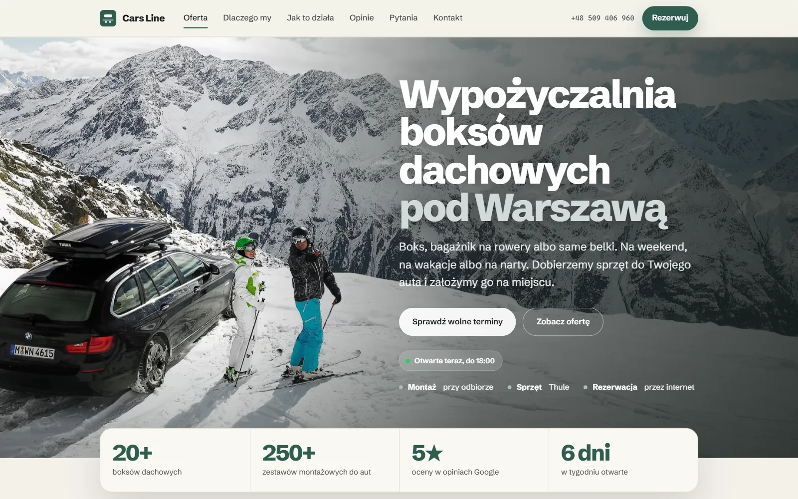 Strona Cars Line na laptopie